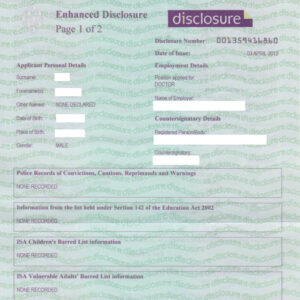 Criminal Records Bureau (CRB) document