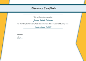 Educational certificate of Attendance (UK)