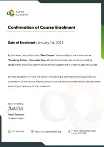 Letter of enrolment